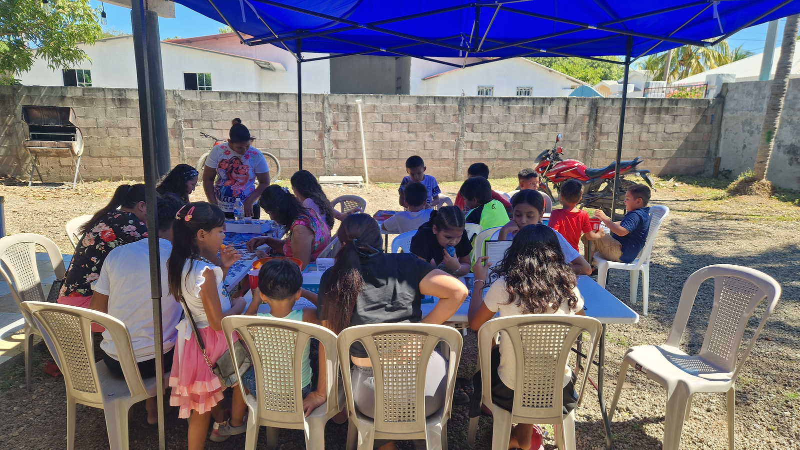 Outdoor community activity with children